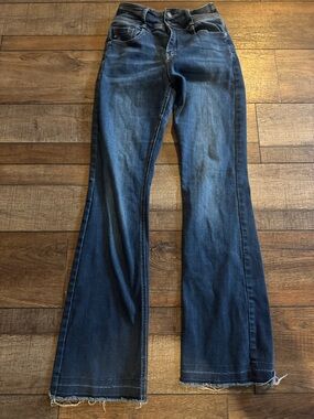 Kancan High Rise Dark Blue Bootcut Jeans size 27